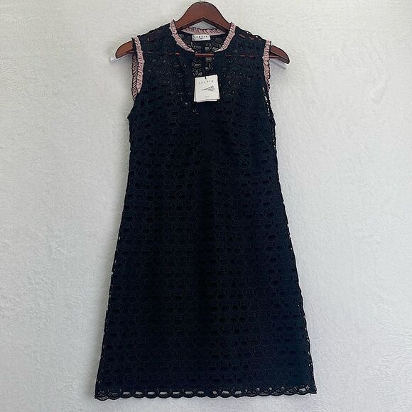 Sandro Paris Lace Mini Black Dress - Picture 1 of 7